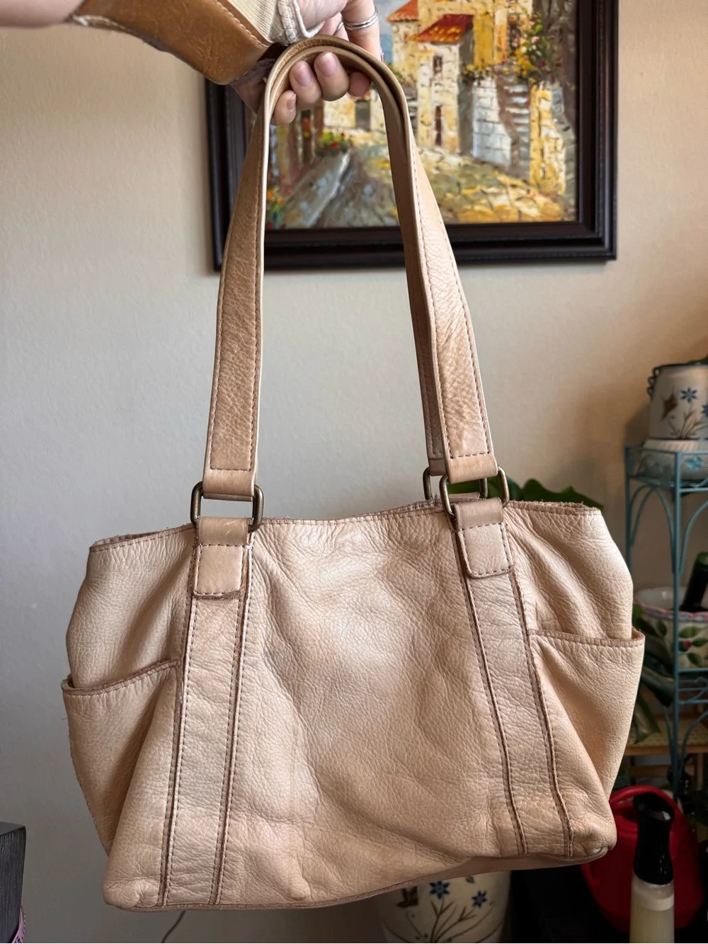 American Leather Co Tan Shoulder Bag Purse Satchel